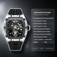 Montre de luxe pour homme, personnalisée OEM, mécanique, boîtier en acier inoxydable, sport, tourbillon, étanche 3ATM, montre-bracelet pour affaires, vente en gros