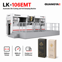 Machine automatique de découpe et d'estampage à chaud pour emballages de parfum et boîtes cadeaux 1060 mm avec système de feuille 3+2, 8000 estampages/heure, presse LK-106EMT