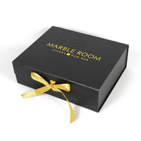 Boîte-cadeau de bijoux haut de gamme personnalisé avec ruban dessin animé bonbons noir collier anneau carton pliant emballage mystère boîtes en papier