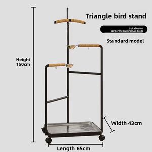 Mobile Rolling Large Parrot Playground Stand Heavy Duty Metal Bird Perch <strong>Gym</strong> with Wheels Tray Feeder Bowls - Product Image 3