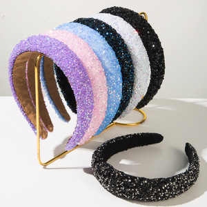 Serre-tête scintillant orné de strass pour femme, accessoire capillaire confortable en éponge douce, élégant pour mariage et soirée - Product Image 1
