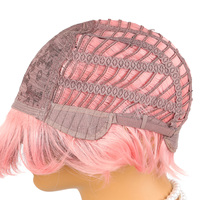 Perruque courte synthétique résistante à la chaleur, style pixie, rose, fabriquée à la machine, pour un usage quotidien