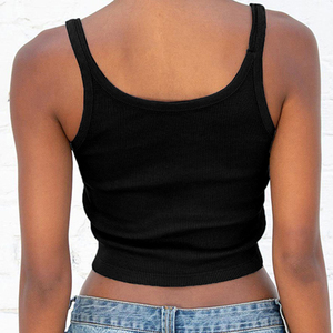 Camiseta interior de alta calidad para <span class=keywords><strong>mujer</strong></span>, ropa deportiva sin mangas, lisa, acanalada, con Logo personalizado, para gimnasio, de verano - Product Image 5