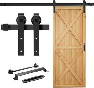 RHETECH Kits <span class=keywords><strong>de</strong></span> quincaillerie pour portes <span class=keywords><strong>de</strong></span> grange coulissantes en acier au carbone satiné moderne Vis faciles pour l'intérieur <span class=keywords><strong>de</strong></span> la maison-pour le salon, la salle <span class=keywords><strong>de</strong></span> bain - Product Image 1