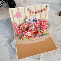Carte de vœux 3D pop-up chien mignon, carte créative stéréo pour animaux de compagnie, carte cadeau d'anniversaire et de fête, décoration pour enfants et famille