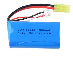 Tingkat tinggi putaran 18650 baterai 7.4V pemijat Lithium Pack 2S seri kapasitas penuh 1500mAh 15C untuk RC mobil Remote perahu - Product Image 3