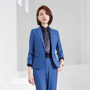 Setelan blazer bisnis wanita, dua potong pakaian profesional wanita baju formal kantor