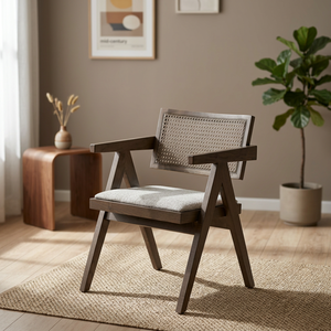 Fauteuil de salle à manger moderne en bois massif avec revêtement en microfibre, design durable pour les salles à manger à domicile - Product Image 3