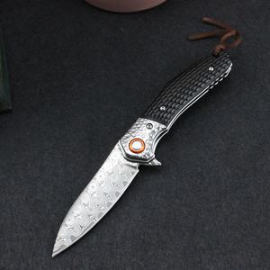 سكين دمشقي من الصلب مع مقبض خشب الأبنوس سكين قابل للطي سكين EDC - Product Image 3