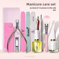 Kit d'outils de manucure à domicile pour débutants, coupe-cuticules, limes à ongles avec boîte de rangement, ensemble complet de soins des ongles