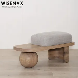 WISEMAX mobili moderni stile wabi sabi mobili da letto in legno panca ottomana da soggiorno in tessuto panca sedie per hotel a casa