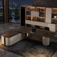 Bureau de direction moderne de luxe en forme de L, style Flute, pour manager, PDG, patron, table d'ordinateur pour usage personnel