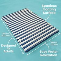 Matelas flottant gonflable double de luxe bleu marine et blanc à rayures, surdimensionné, pour piscine, plage, lac