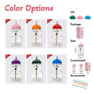 ZREGGUR Tazza a Forma di Orso, Design Trendy per Ristoranti, in Vetro Soffiato Trasparente per Caffè, Succo, Acqua <span class=keywords><strong>e</strong></span> Tè, Design Cartoonesco Carino - Product Image 2