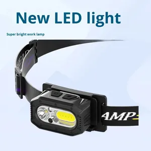 Lampe frontale LED rechargeable par USB, capteur de mouvement, double lumière COB LED, phare ultra lumineux avec affichage de la puissance, pour le camping, la pêche, la course à pied - Product Image 6