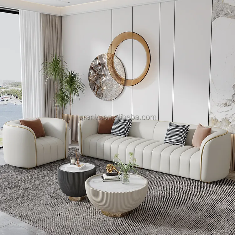 Divano da interno in stile italiano divano da soggiorno in vera pelle set di divani per hotel di lusso