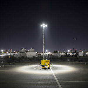 Tour d'éclairage mobile hydraulique diesel LED IP65 de 9 m avec générateur diesel portable sur remorque pour chantier routier extérieur - Product Image 1