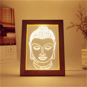 Nouveau Design personnalisé acrylique lumière bois cadre <span class=keywords><strong>Photo</strong></span> lampe de nuit 3D Led lampes d'illusion d'<span class=keywords><strong>optique</strong></span> lampes blanc chaud éclairage de chambre - Product Image 3