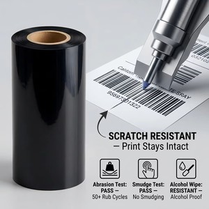 Cinta de Resina Negra Original de 110 mm <span class=keywords><strong>para</strong></span> Impresora de Etiquetas, Compatible con Impresión por Transferencia, Embalaje, Rollos de Lámina <span class=keywords><strong>para</strong></span> Estampado en Caliente - Product Image 3