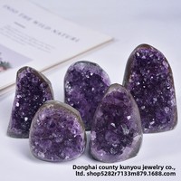 Groupe de cristaux d'améthyste géode de qualité supérieure [1,5-2 lb] – Unique, naturel, pour la guérison, le Reiki, la relaxation et le Feng Shui – Letsun Henan