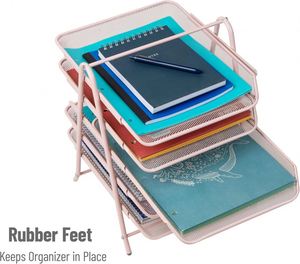 5 Tier <b>File</b> Tray Organizer Desk Paper <b>Document</b> Holder Desktop Storage for Office Home or School Organization Pink - Product Image 5
