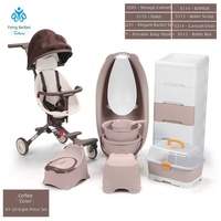 Ensemble de bain pour bébé en huit pièces avec boîte de rangement, seau, siège de toilette pour poussette, armoire - Matériau PP