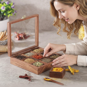 Wooden Spice <b>Box</b> Set with Spoon <b>Herb</b> & Spice Tools Direct Factory Supply for Kitchen Hotel Restaurant handmade collection - Product Image 1