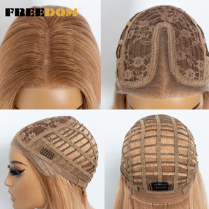 <span class=keywords><strong>Parrucca</strong></span> Sintetica FREEDOM da 12 Pollici per <span class=keywords><strong>Donna</strong></span>, Bob Corto con Pizzo Trasparente, Pre-Piumata e Pre-Tagliata, Remy Bianca Rosa Arancione per Cosplay - Product Image 6