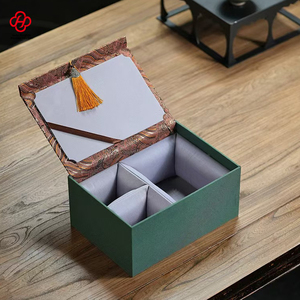 Vintage <strong>Ceramic</strong> Teapot Gift <strong>Box</strong> with Brocade Fabric Cup Storage Tassel Square Wood <strong>Jewelry</strong> <strong>Box</strong> - Product Image 5