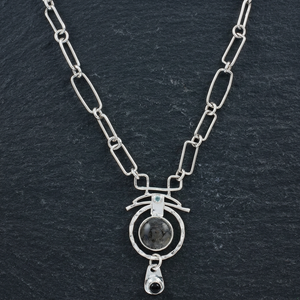 Dazzling Rhodium Plated 925 <b>Sterling</b> <b>Silver</b> Black Rutile Gemstone Link Chain <b>Necklace</b> for Wedding Gift - Product Image 3