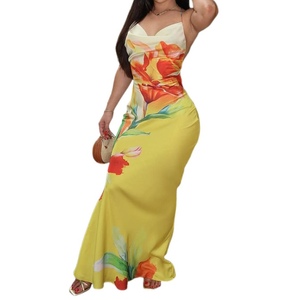 Vestidos Largos de Verano para Mujer, Elegantes, con Estampado Floral y Cuello Halter, Ajustados, con Cintura Cruzada, a la Moda - Product Image 1