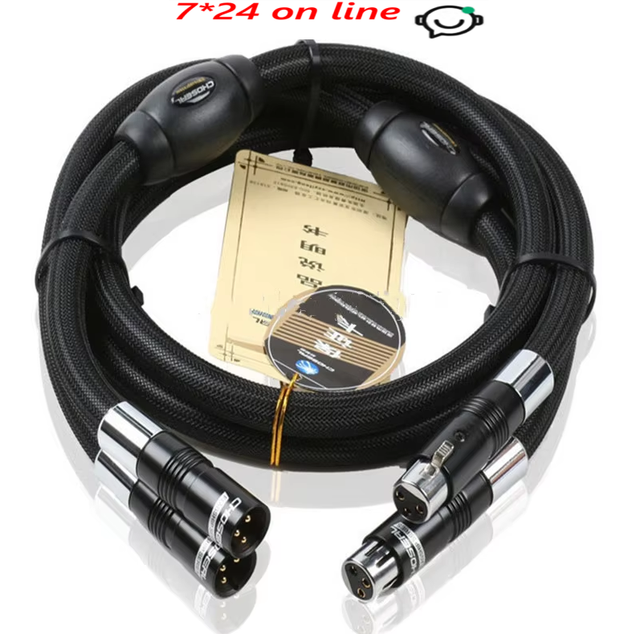 QYU-01 HiFi Hi-end Choseal BB-5605 Top Class Quality 6N OCC Audiophile 24K Gold-plated Male and Female XLR Cable 1m (Pair) With