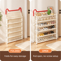 Étagère à chaussures pliable multi-niveaux en acier carbone robuste, organisateur de chaussures en métal sans installation, gain de place pour la maison