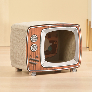 PAKEWAY Produk Mainan Hewan Peliharaan Tahan Lama Desain Televisi Rumah Kucing Dalam Ruangan Papan Garuk Kucing - Product Image 4
