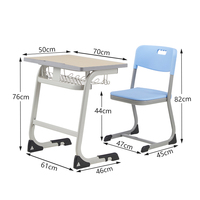 Ensemble bureau d'étude et chaises modernes pour étudiant célibataire Mobilier en bois ajustable pour l'école