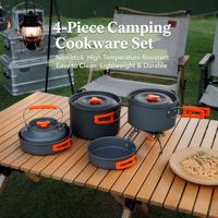 Ensemble de cuisine de camping, bouilloire pliable, casserole, poêle à frire, pot suspendu, kit de cuisine d'extérieur, en alliage d'aluminium anodisé dur
