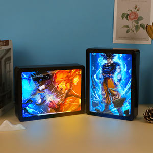 Colección de Anime artesanías Manga personaje de cómic escultura papel cortado con láser sombra luz pintura Anime caja de luz para dormitorio - Product Image 4