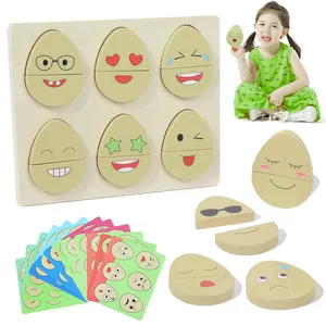 Trứng hình dạng trò chơi biểu hiện câu đố khuôn mặt thay đổi khối xây dựng khối đồ chơi học tập sớm giáo dục trận đấu Montessori đồ chơi