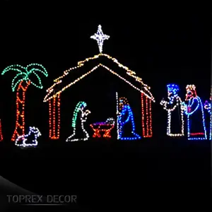 Toprex High Quality LED Rope Lights Customized Nativity Scene Christmas motif light Jesus Birth Outdoor 2D Lighted