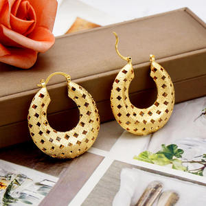 GDJWRI, pendiente hueco de aro de cobre africano de alta calidad, joyería, pendientes grandes chapados en oro, pendientes rellenos de oro <span class=keywords><strong>E635</strong></span> - Product Image 4