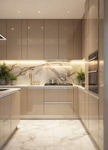 Gabinetes de cocina elegantes personalizables con puerta de cristal para expositores de cocina clásicos para el hogar - Product Image 4