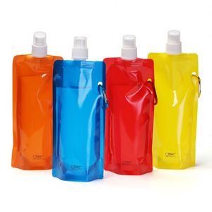 Sac à eau souple pliable de 500 ml, couleur unie, autoportant, avec bec verseur, imprimable et portable - Product Image 1