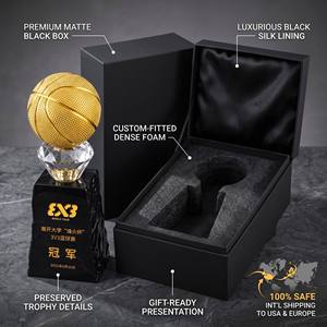 Trophée de basketball en cristal gravé haute précision personnalisé pour la médaille MVP du championnat, récompense de compétition sportive, écologique - Product Image 4