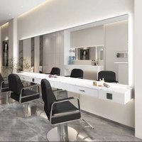 Miroir mural grand format avec éclairage intégré, style luxe léger, forme carrée, pour salon de coiffure et coiffeuse, idéal pour influenceurs
