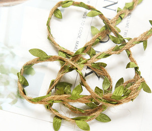 Jute Twine <strong>Ribbon</strong> with Artificial Green Leaves Rustic Leaf Vine Garland Braided Burlap Twine for Crafts Jungle Safari Party - Product Image 3