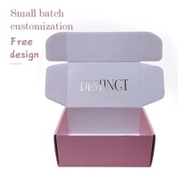 Boîte d'emballage de cosmétique, en carton ondulé rose blanc, avec Logo personnalisé, boîte expédition postale, 50 unités