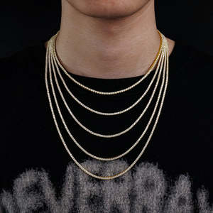 Collar de Cadena de Diamantes Moissanite de Plata de Ley 925 Chapado en Oro de 2 mm, Estilo Hip Hop para Hombre, Precio de Fábrica Xingyue - Product Image 3