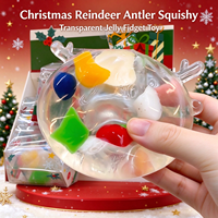 Jouet Squishy Renne de Noël en Vaseline, Jouet Anti-Stress Transparent de Simulation Non-Extensible à Presser, Jouet ASMR pour Soulager le Stress, Vente en Gros