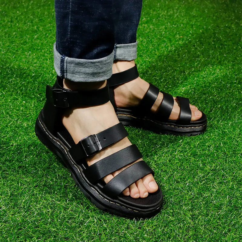 Holesale-Sandalias de cuero de alta calidad para hombre, Zapatos de diseño masculino, 2021