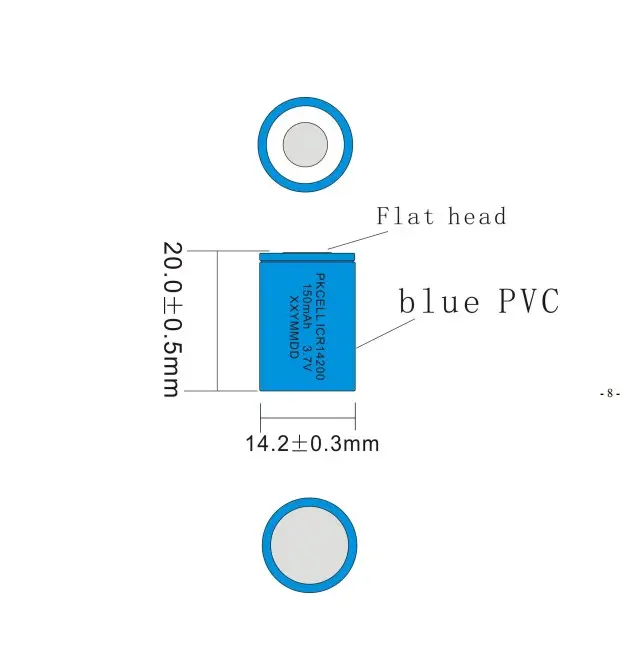 Batteria ricaricabile li-ion ICR14250 ICR14280 ICR14200 3.7v 150mah 200mah 300mah PKCELL batterie